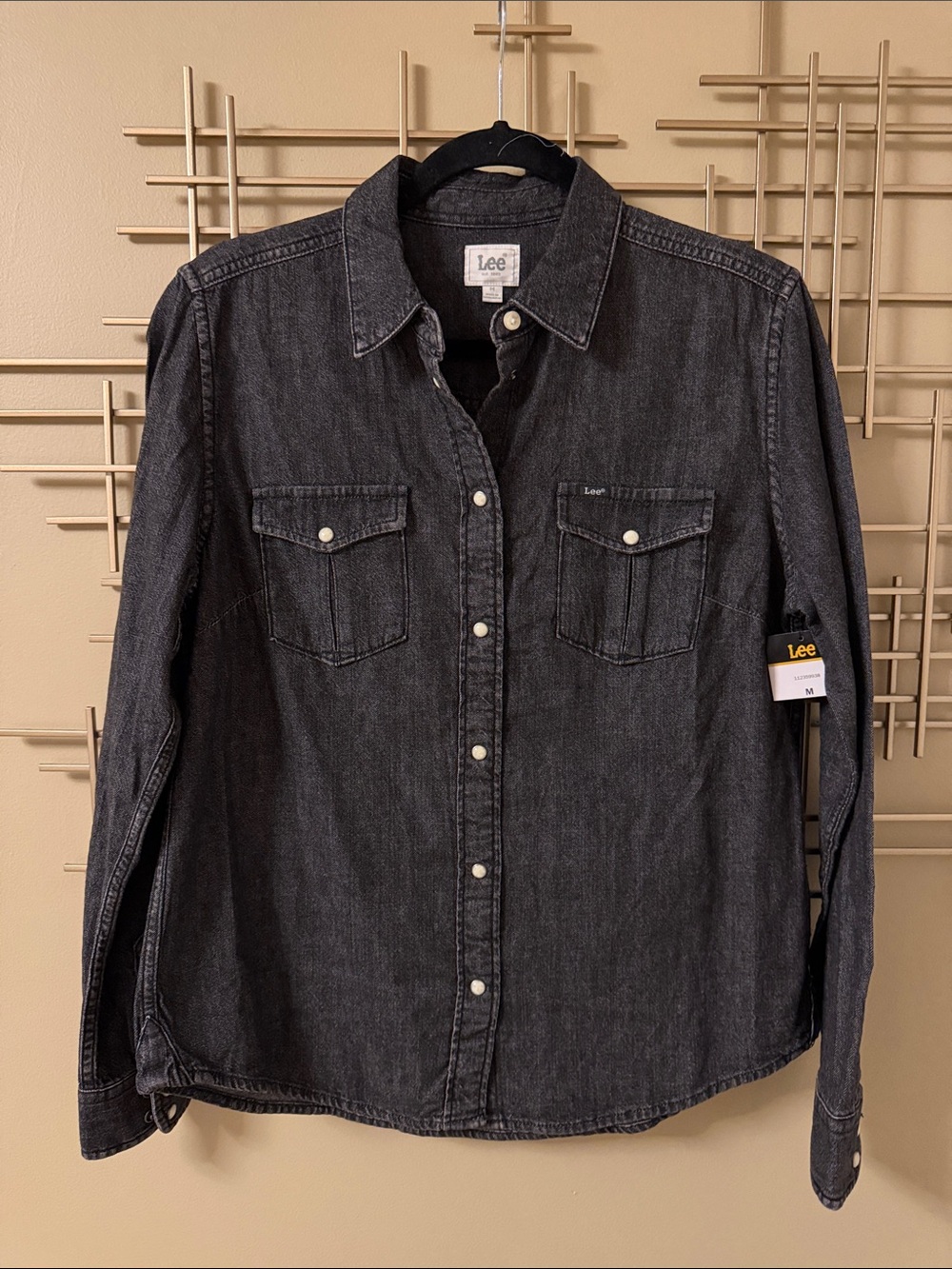 Lee black denim western snap front shirt